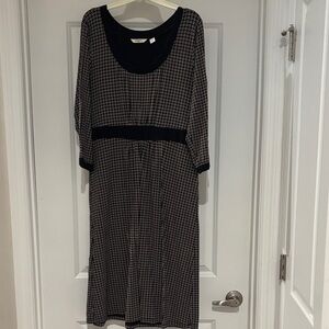 Liz Claiborne Black and White Checkered Long Sleeve Dress